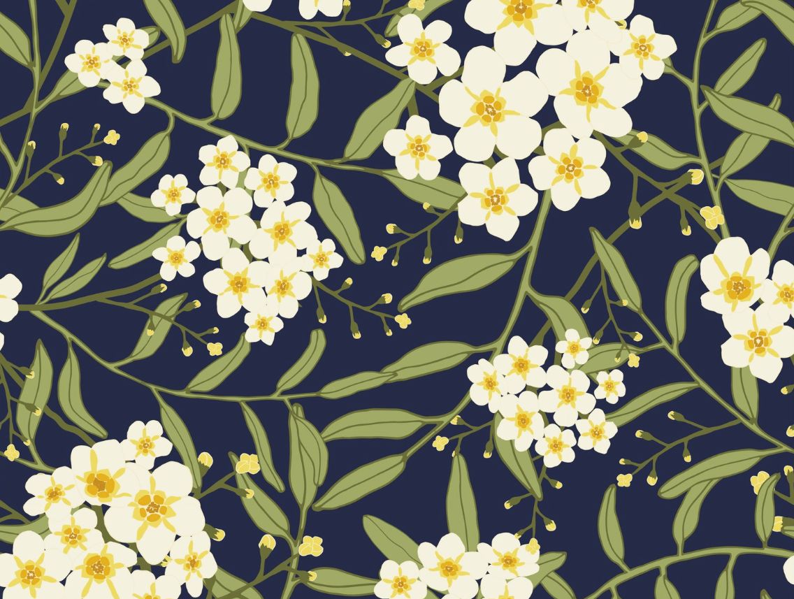 Forget Me Not Printed Cotton Dandelion Fabric &amp; Co.