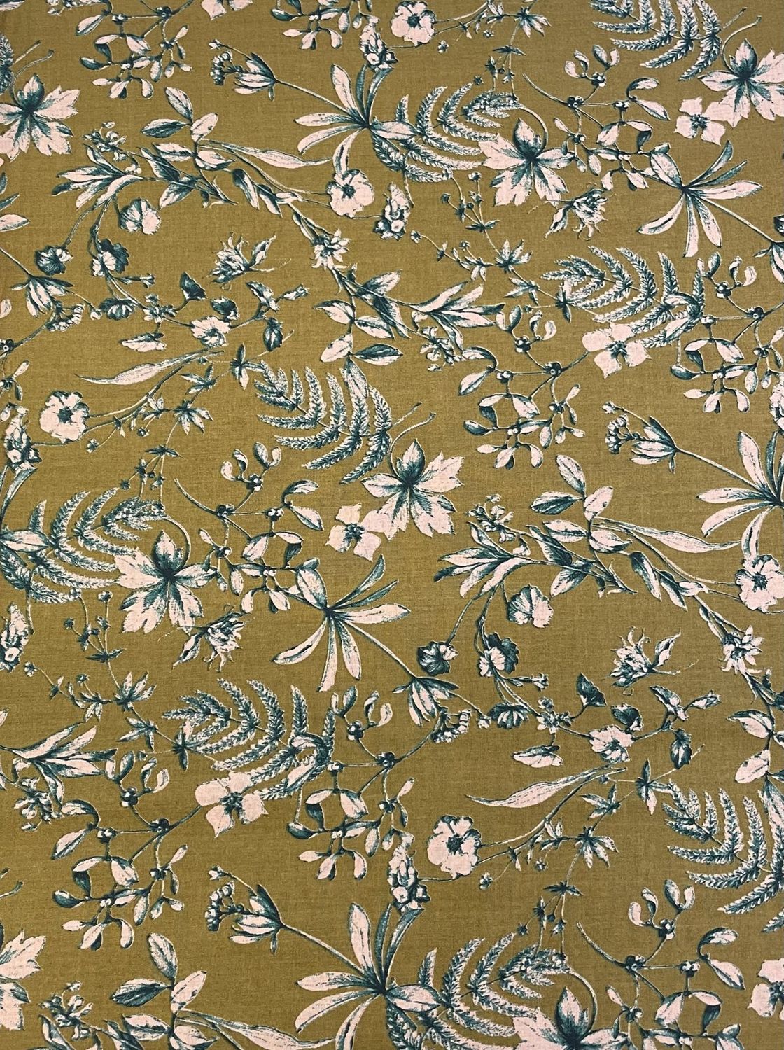 Japanese Printed Cotton Lawn Tropical Floral on Chartreuse