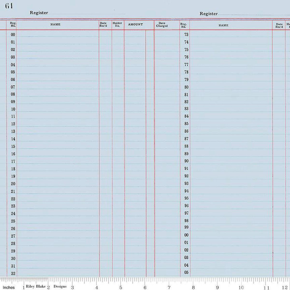 Journal Basics Ledger Paper Blue Riley Blake