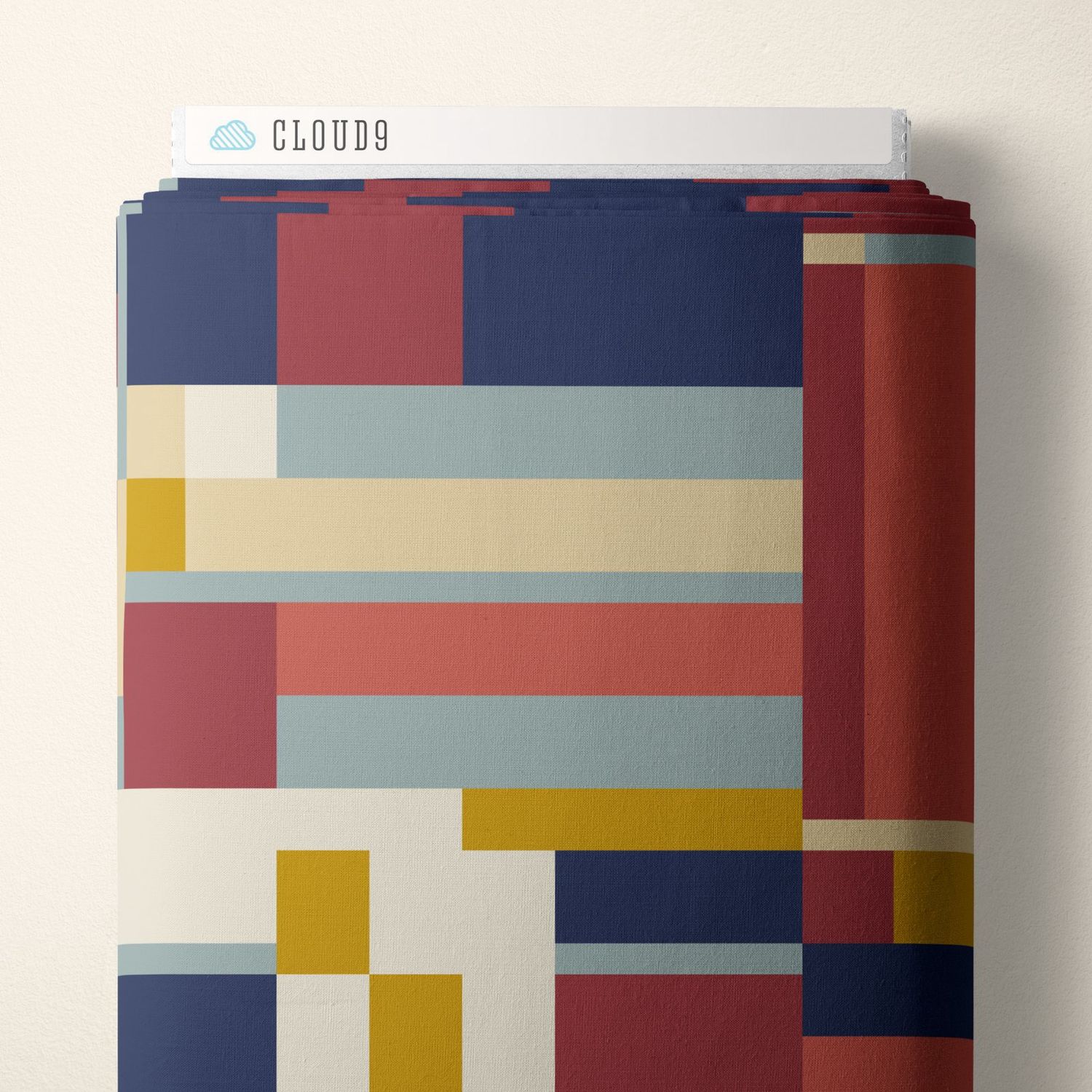 Oak Park in Red and Navy American Bold Frank Lloyd Wright Organic Cotton