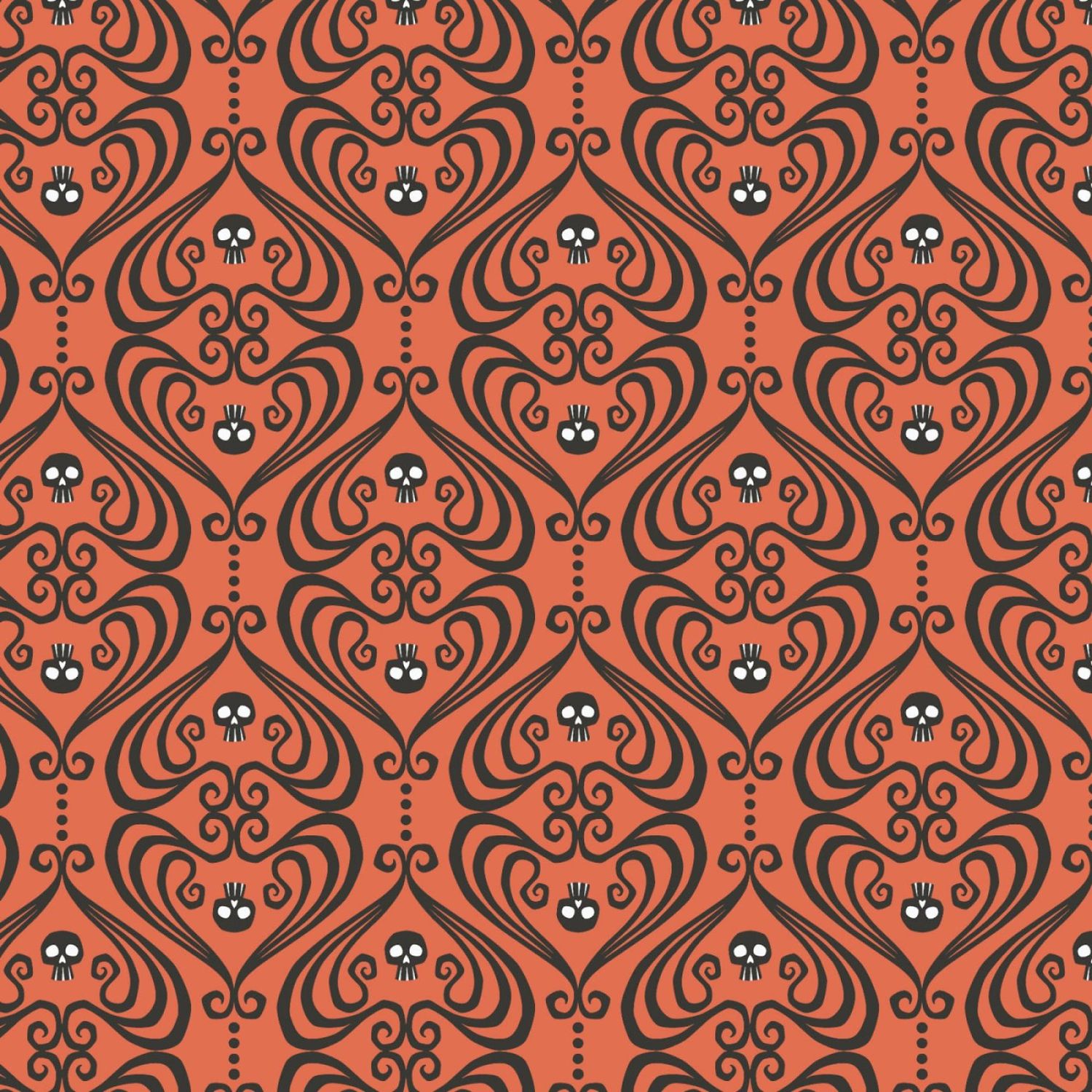 Ornaments Red and Black Gothic Whimsy Organic Printed Cotton