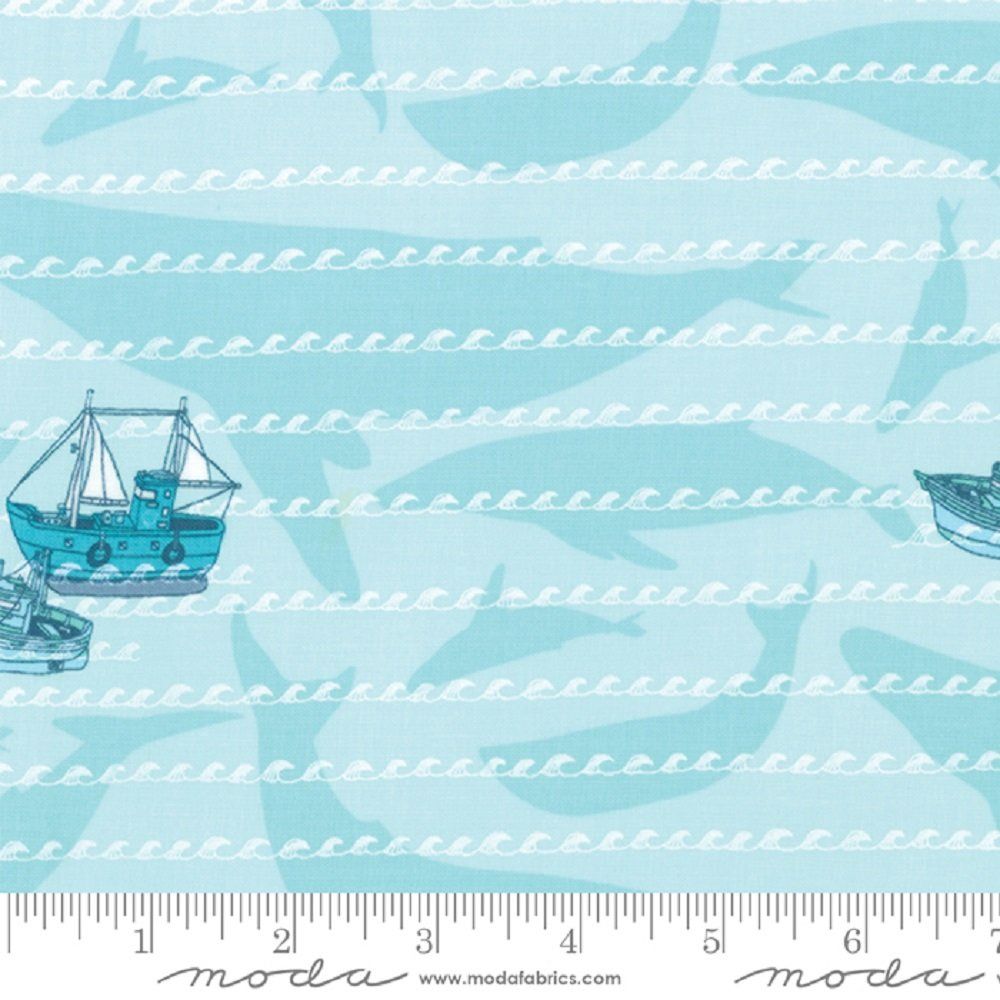 Pacific Wanderings Fog Boats - Cotton Print