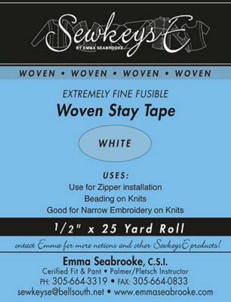 Xtrmly Fine WOVEN Stay Tape - Half Inch White