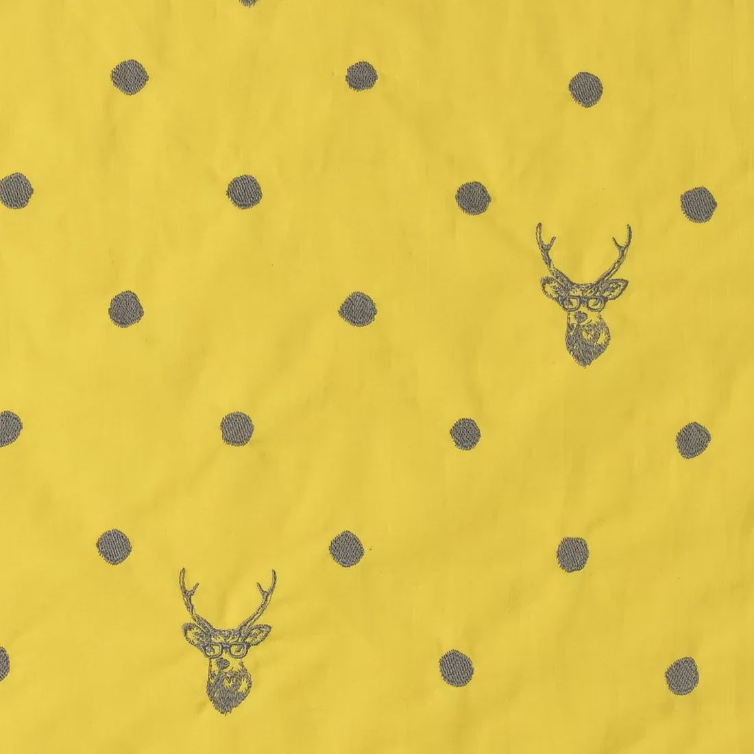 Yellow lawn with embroidered deer Sambar Echino