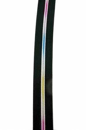 Zippers-by-the-inch Black Rainbow Teeth #5 coil