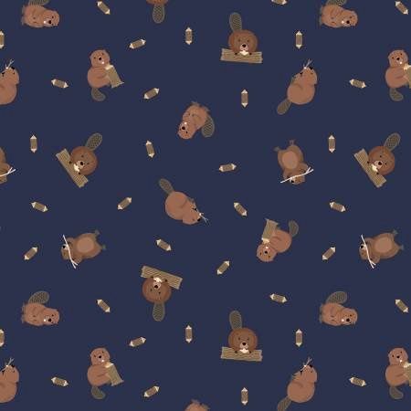 Beavers on Ink Printed Cotton Lewis &amp; Irene Fabrics