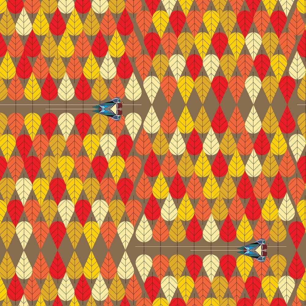Charley Harper Lake Octoberama - Organic Cotton Print
