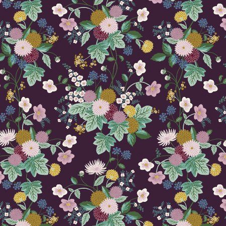Dahlia Aubergine Dahlia Rifle Paper Co Cotton + Steel