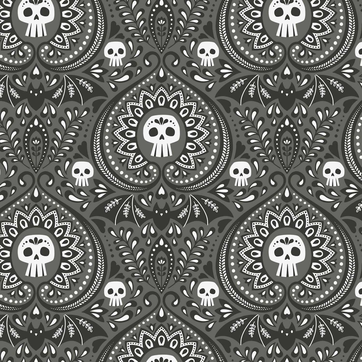 Gothic Paisley Gothic Whimsy Organic Printed Cotton