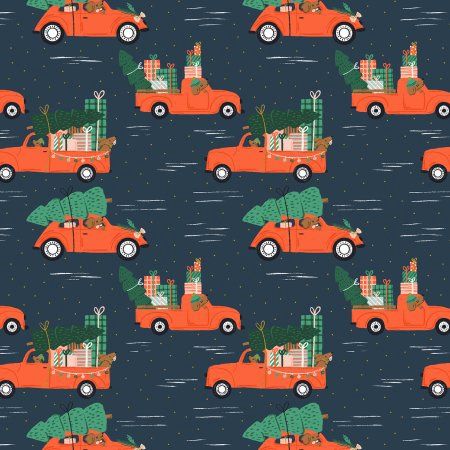 Holiday Haulin' Hounds in Midnight Metallic Merry Pawmas Cotton + Steel