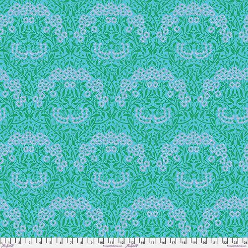 Michaelmas Daisy in Aqua Cotton Lawn Kaffee x Morris &amp; Co.