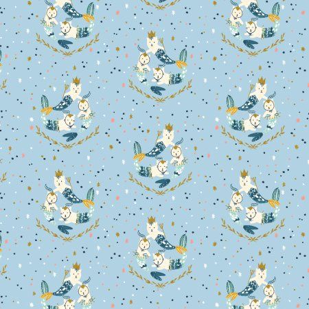 Mermaid Hair Don't Care Where the Ocean Meets the Sky Metallic Long Time No Sea Cotton and Steel