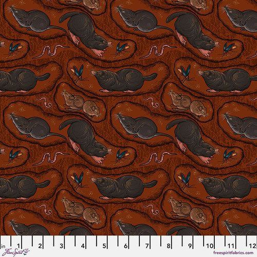 Mole in Brown Garden bed Free Spirit Fabrics