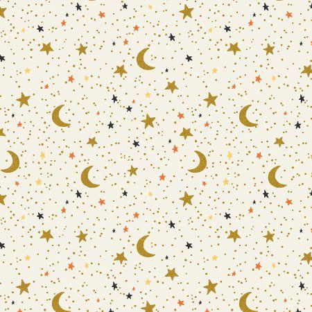 October Night in Cream Metallic Cotton Print Halloween Rifle Paper Co