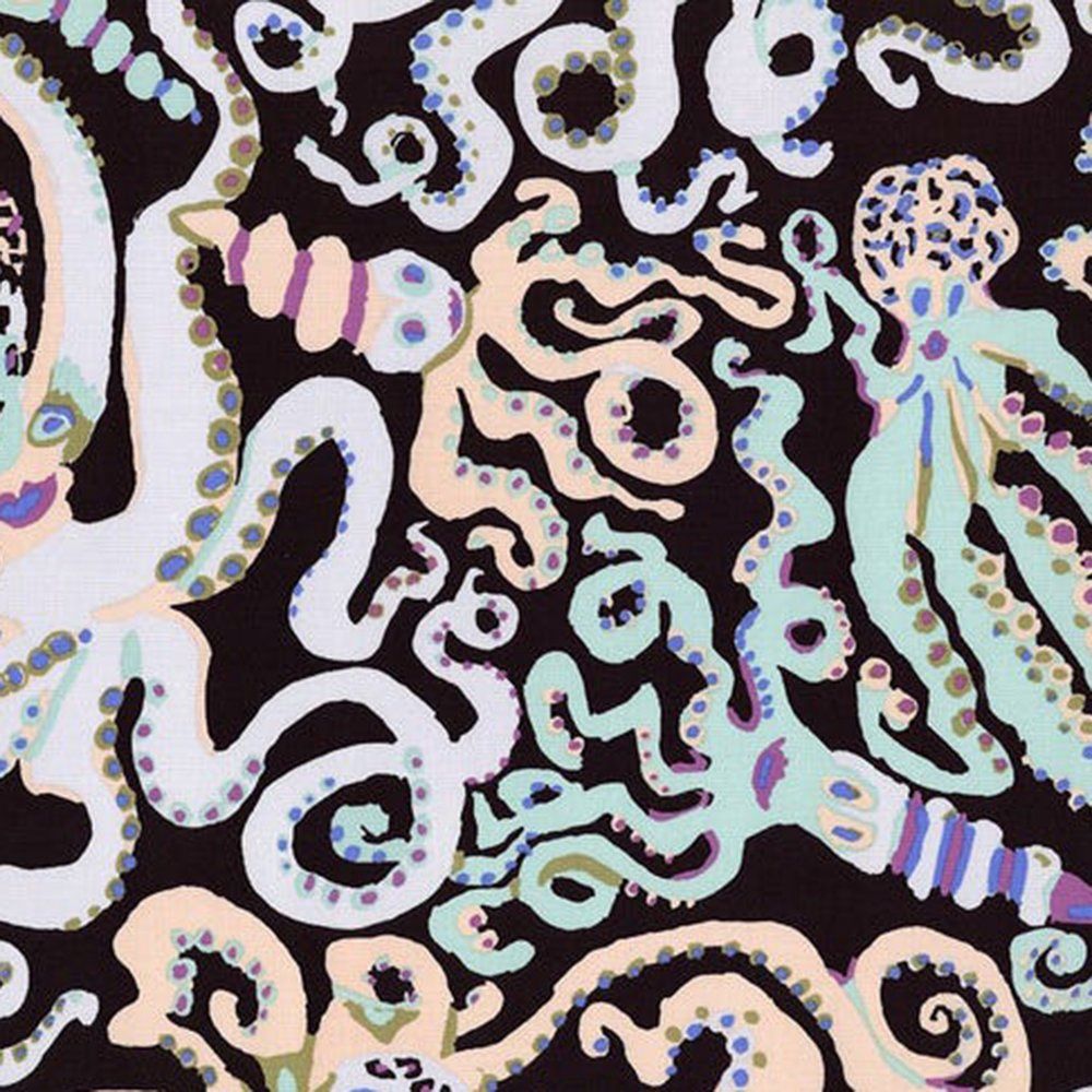 Octopus - Cotton Print Black