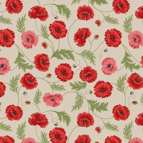 Poppy and Bee Cotton Print