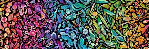 Radiant Midnight Ombre Watercolor Leaves and Flowers