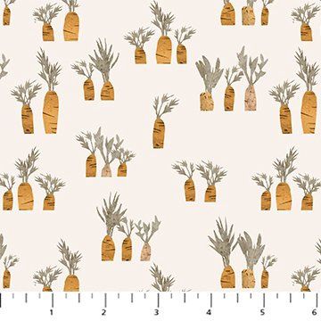 Carrots on Cream Printed Cotton Blossom Breeze. FIGO