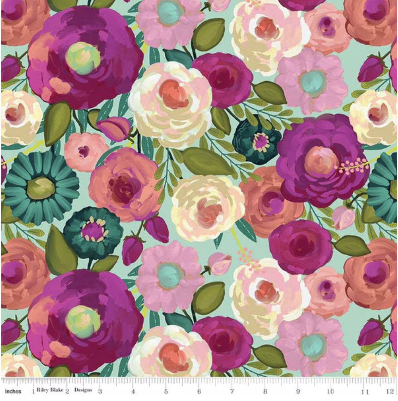 Fragrant Fields Main Mint Printed Cotton Riley Blake Designs