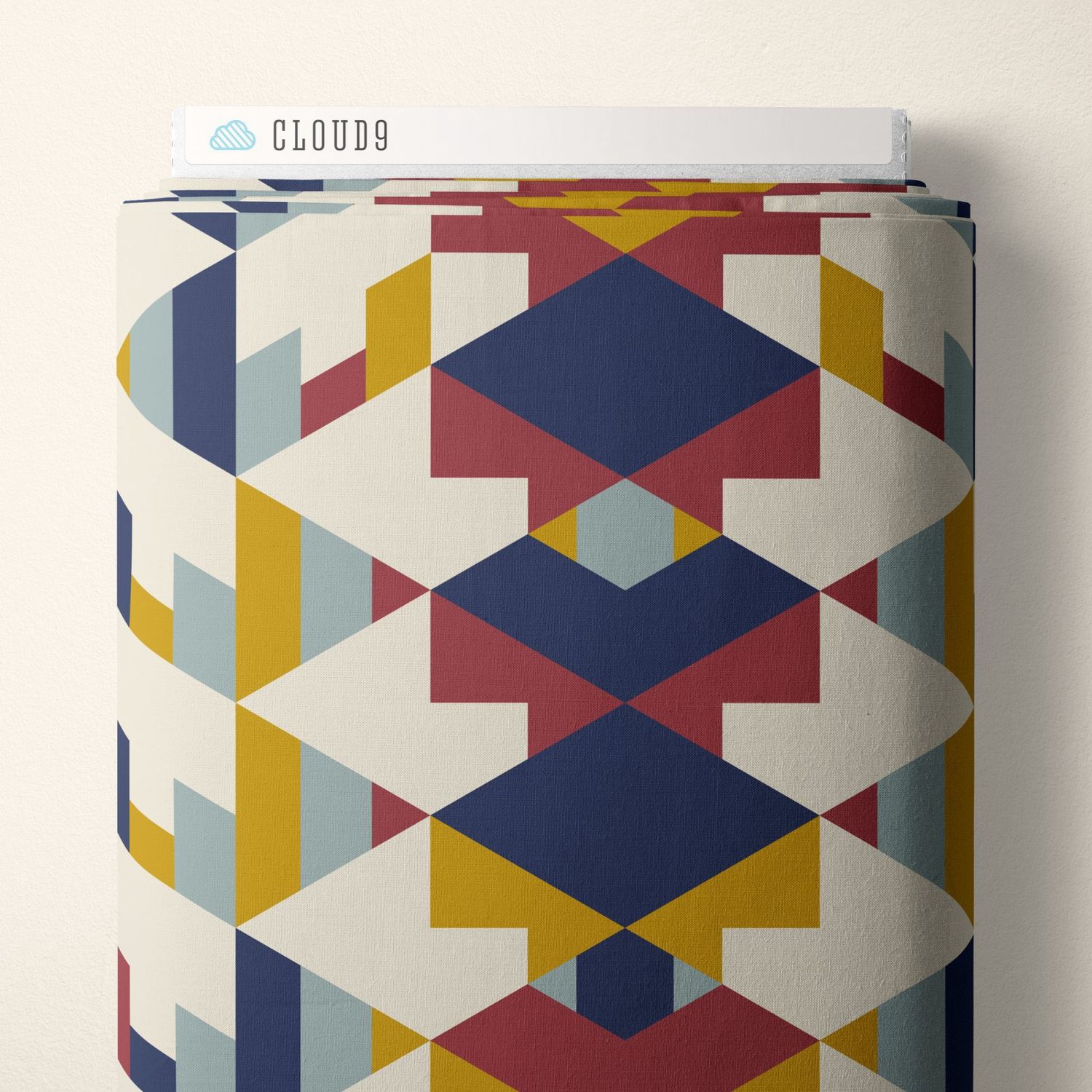 Hollyhock in Red and Navy American Bold Frank Lloyd Wright Organic Cotton