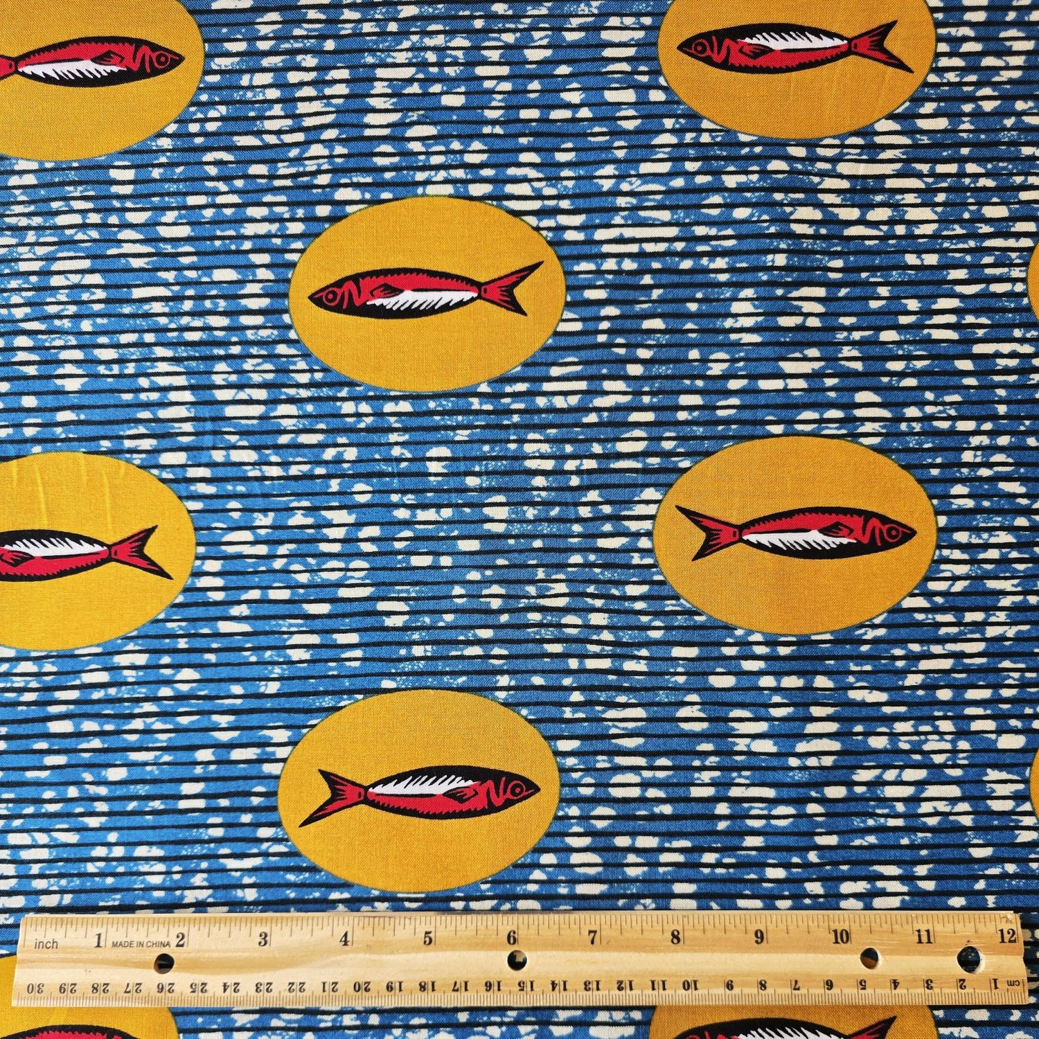 Japanese Cotton Print Sardines on Blue