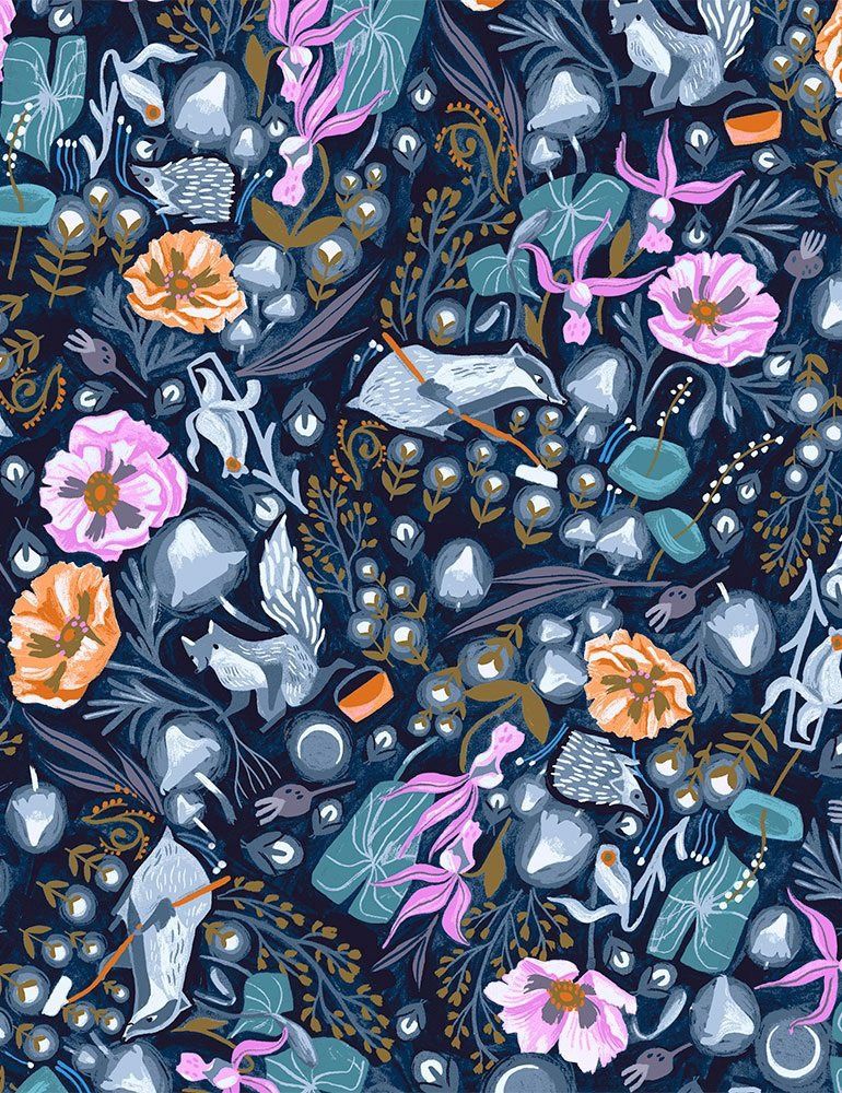 Lantern Light Indigo - Cotton Print