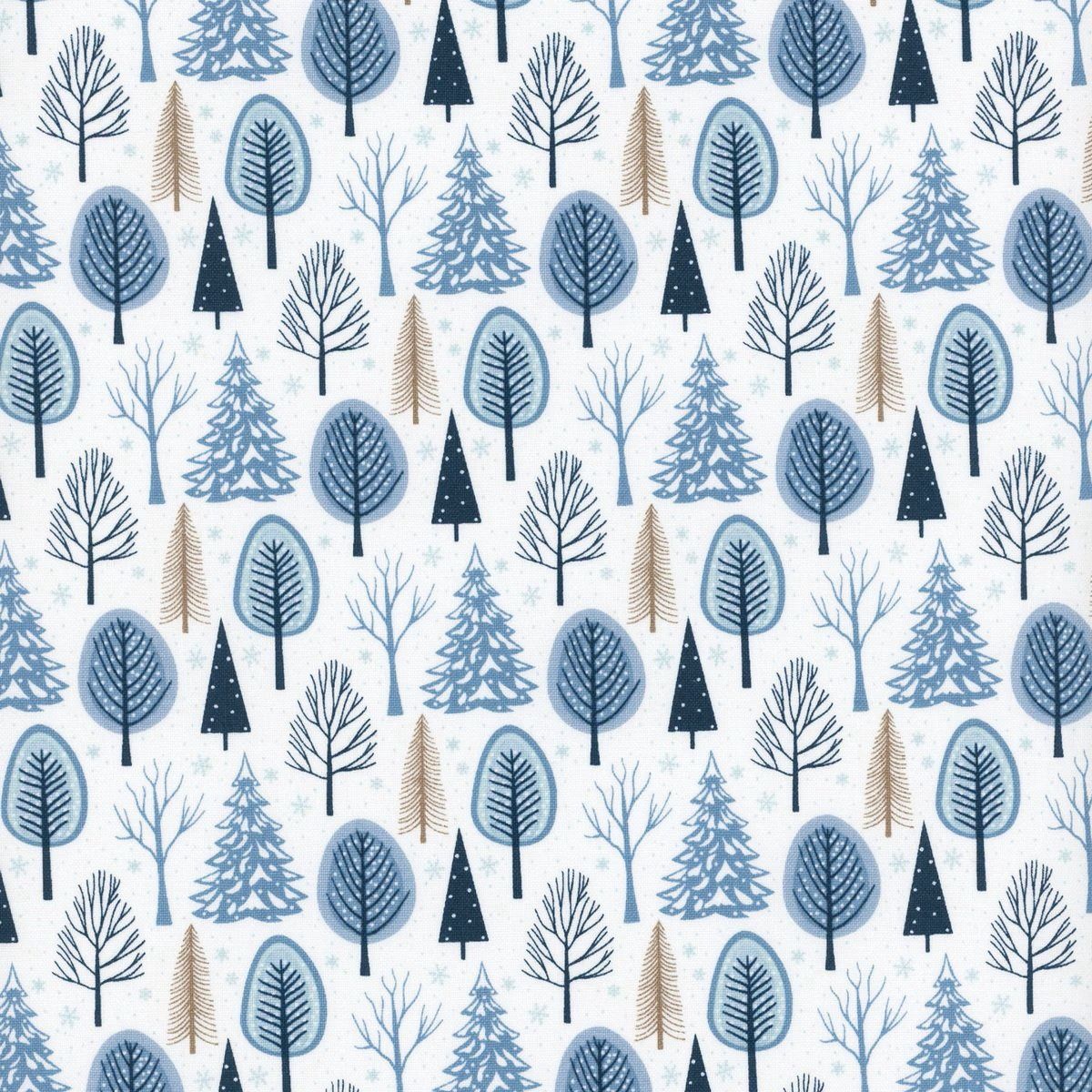 Winter Magic Trees White Cotton Print Riley Blake
