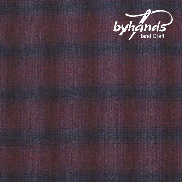 Yarn Dyed Cotton Plaid Burgundy and Navy  ByHands Korea