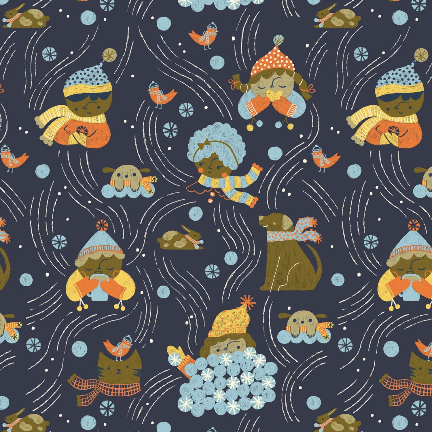 Snow Play Night Organic Cotton Print Snow Friends Cloud9