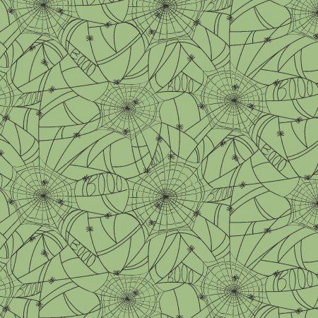 Spider Webs in Green Halloween II Rifle Paper Co x Cotton + Steel