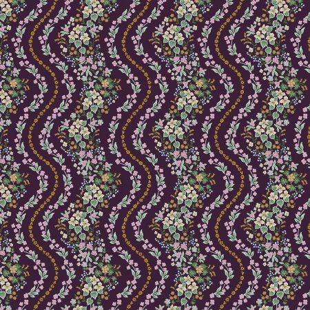Wildwood Vines Aubergine Metallic Dahlia Rifle Paper Co Cotton + Steel