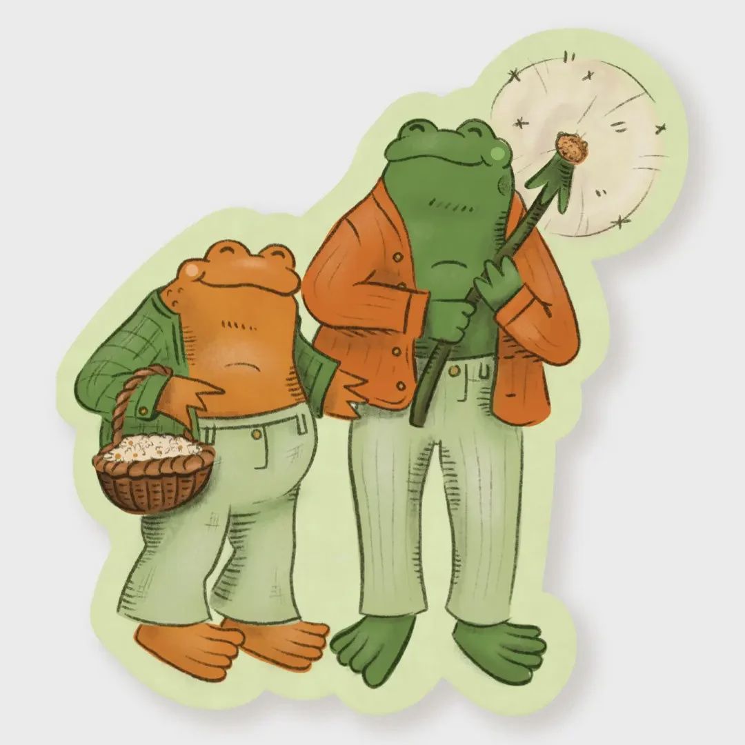 Frog and Toad, Vinyl Sticker, A Fink &amp; Ink