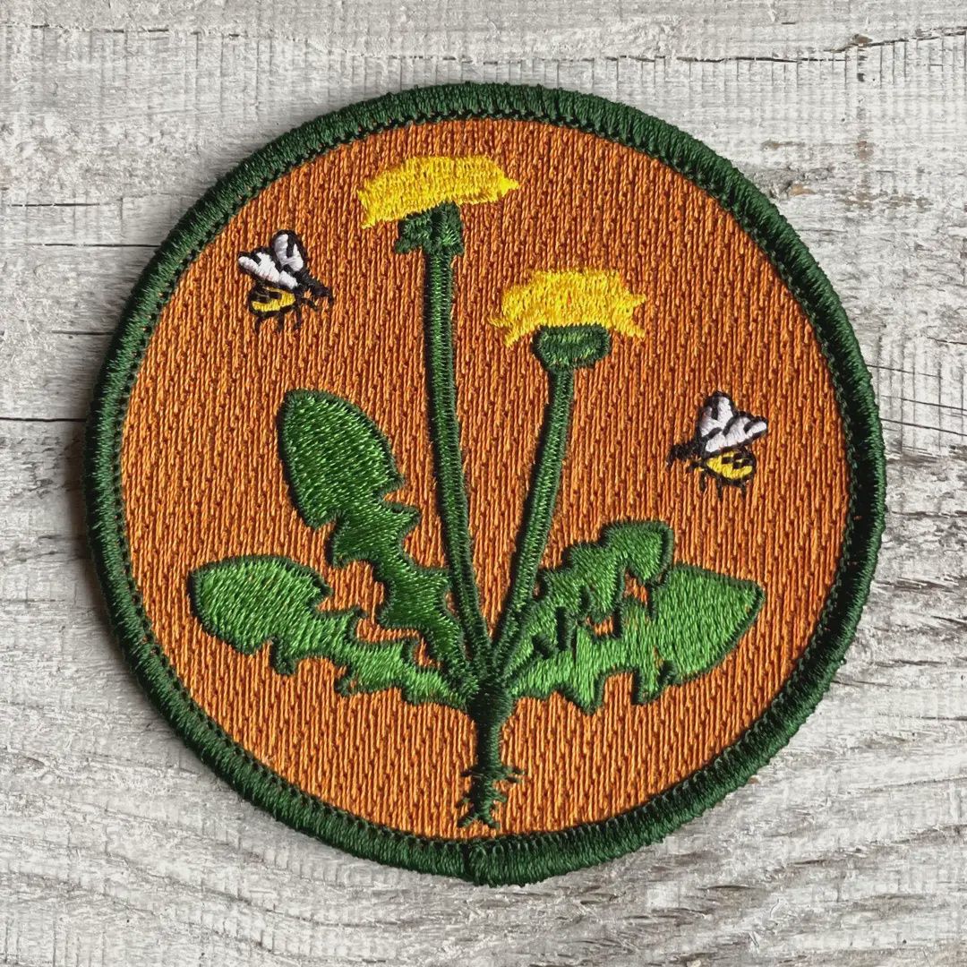 Dandelion Circle, Embroidered Patch, Think Greene