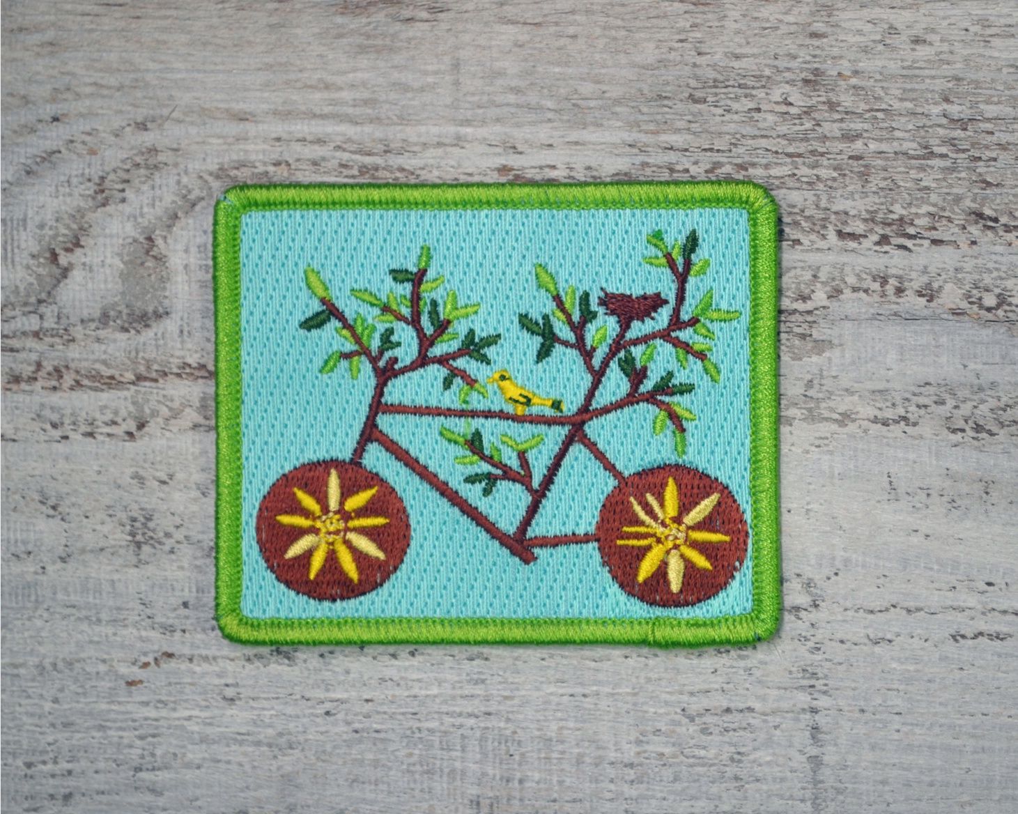 Tree Bike, Embroidered Patch, Think Greene