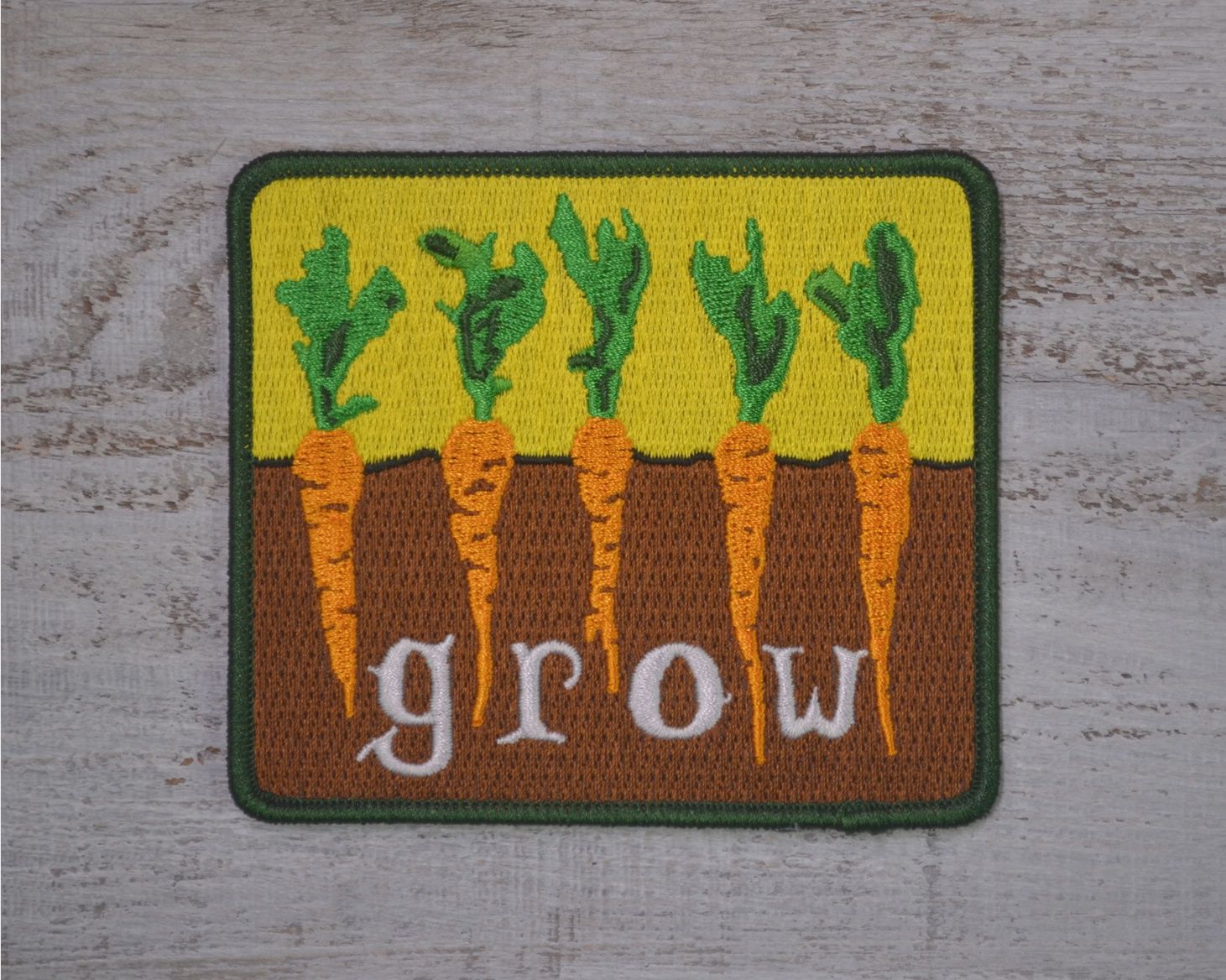 Grow Carrots, Embroidered Patch, Think Greene