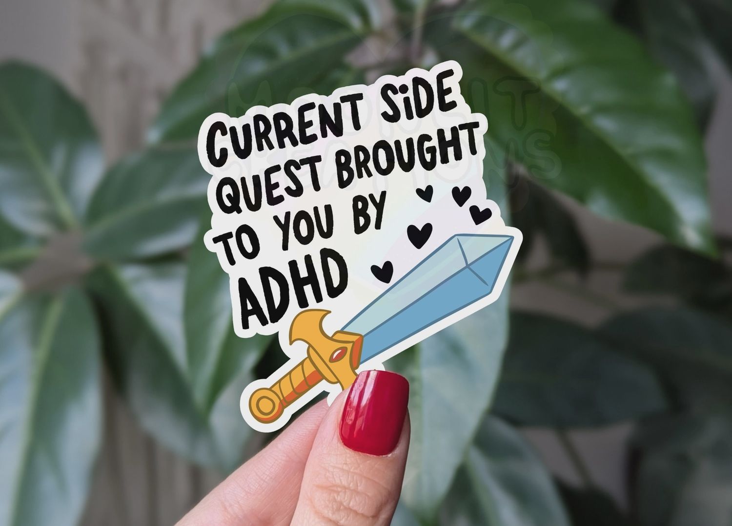 Current Side Quest Brought to You By ADHD, Vinyl Sticker, Moonlit Creations