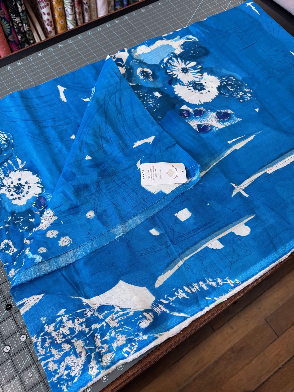 Nani Iro Komorebi Blue Organic Cotton Double Gauze - 1 2/3 Yard Remnant