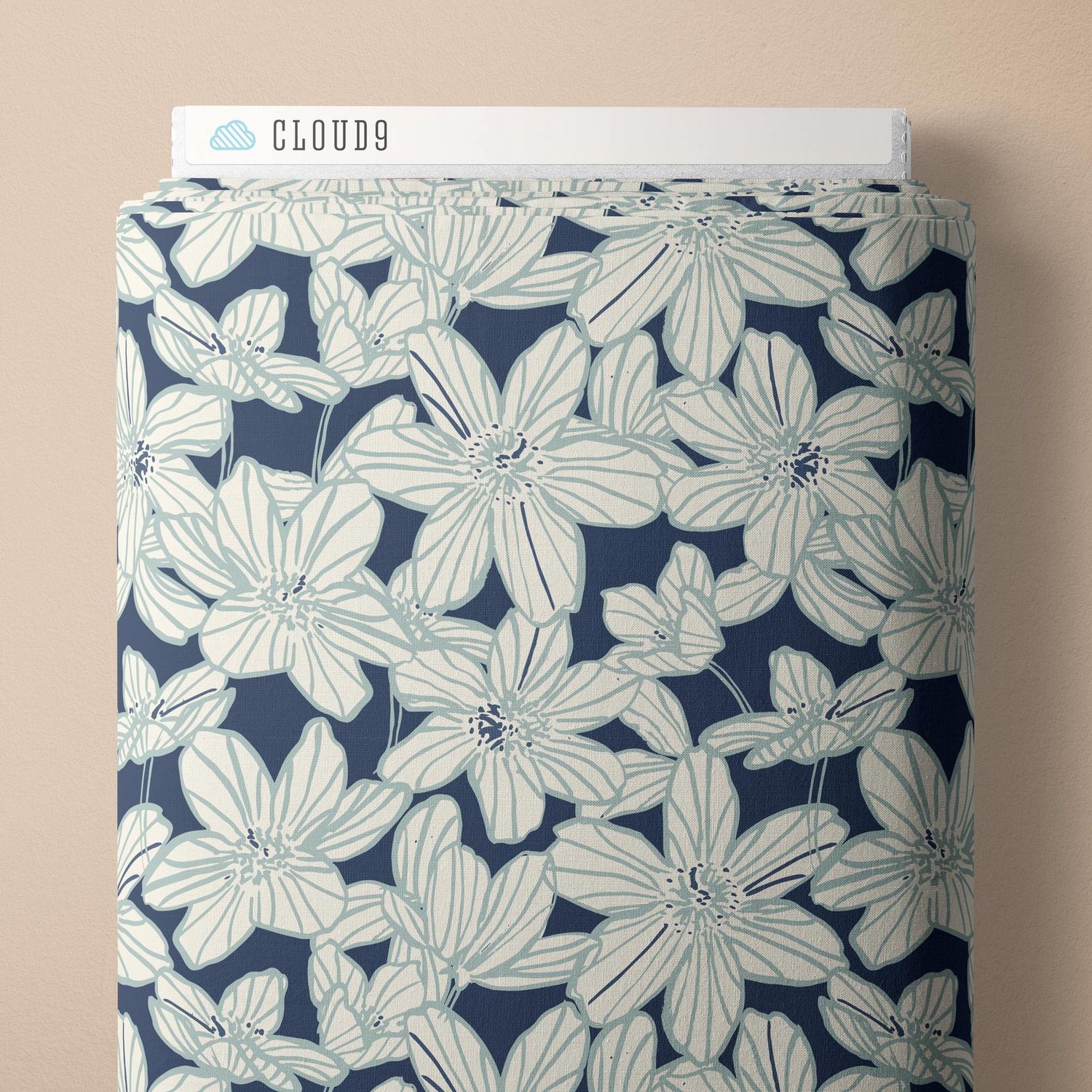 Stripe Blooms, Sienna and Indigo, Organic Cotton Double Gauze