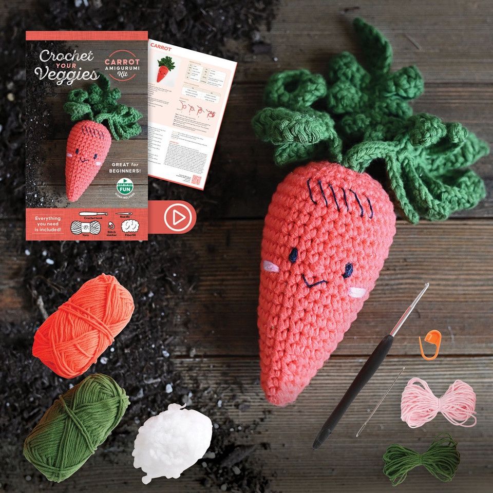 Carrot, Crochet Your Veggies Amigurumi Kit