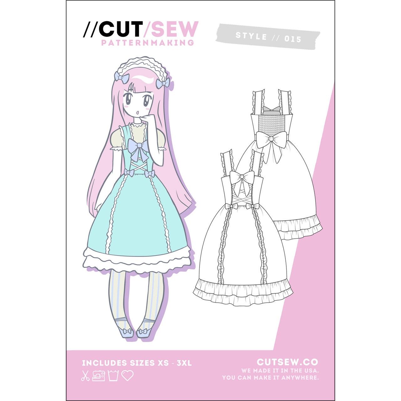Lolita Jumper Skirt Dress Pattern, Cut / Sew Patternmaking