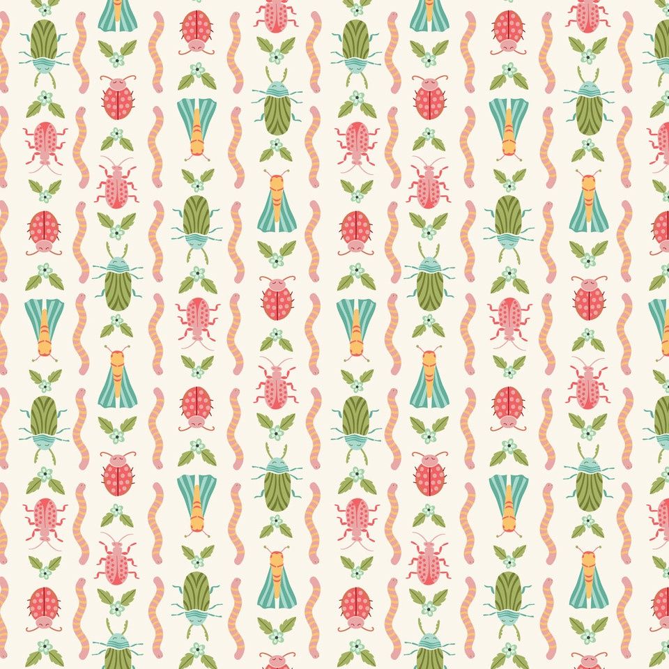 Love Bugs  Organic Printed Cotton, Crawling Critters