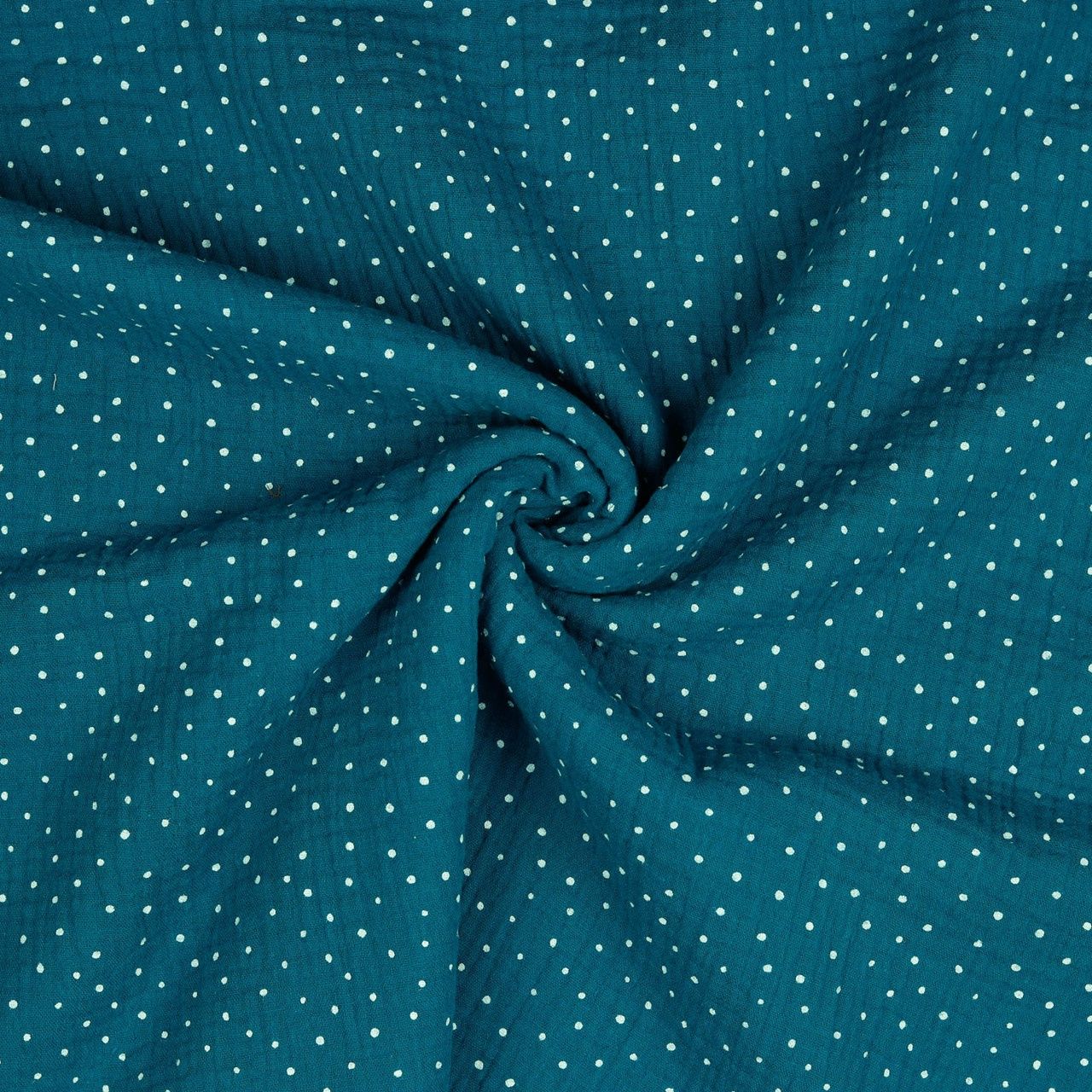 Petrol, Cotton Double Gauze Little Dots