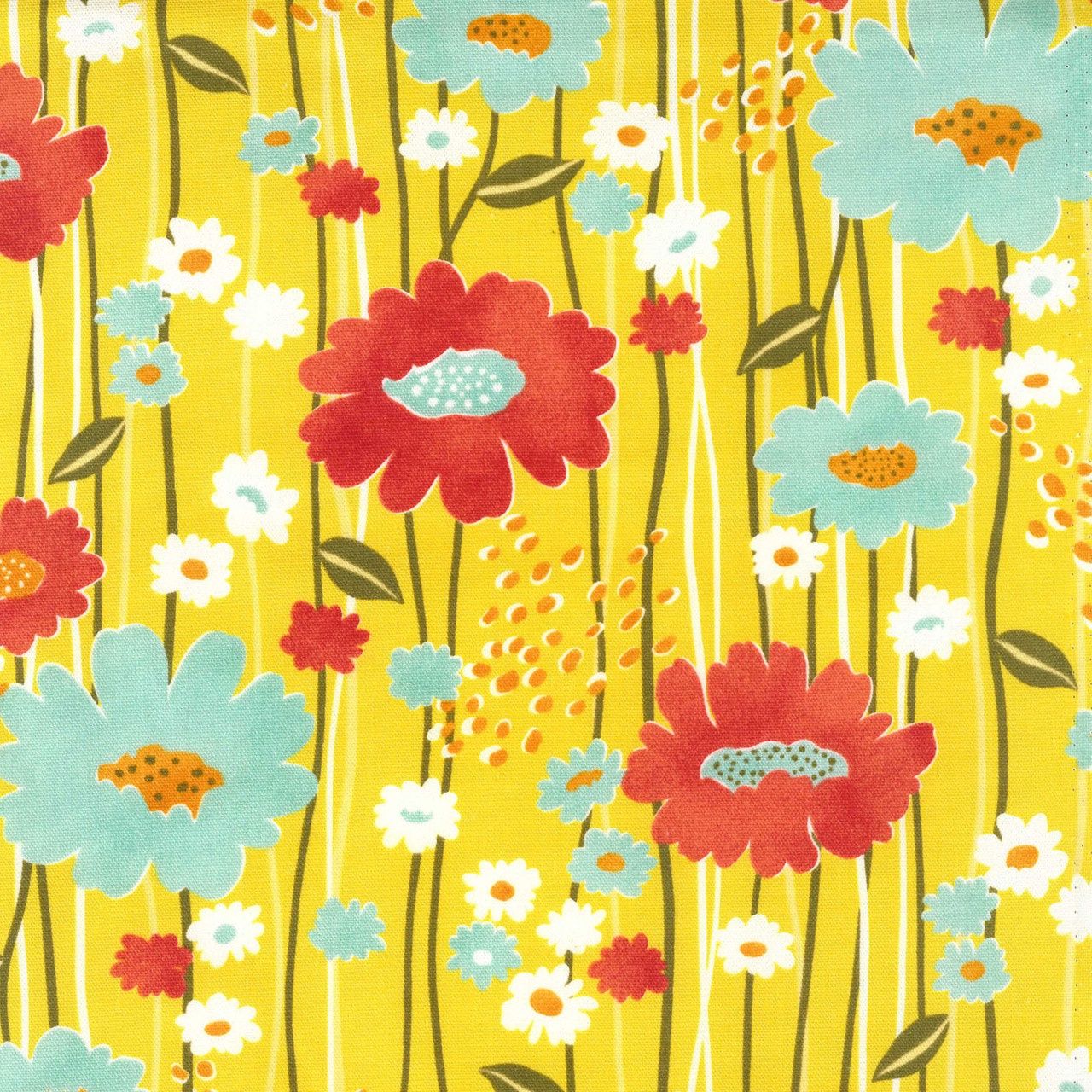 Sopo Retro Big Flower Cotton Oxford, Kokka, Japanese Import