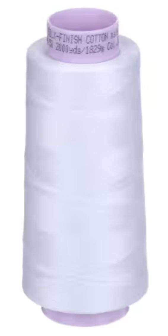 White, Silk Finish 50wt Cotton Thread 2000yd, Cone
