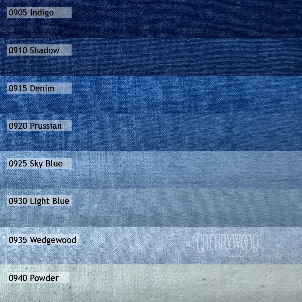 Indigo Blend Solid 8 Step  Gradation Fat Quarter Bundle Cherrywood