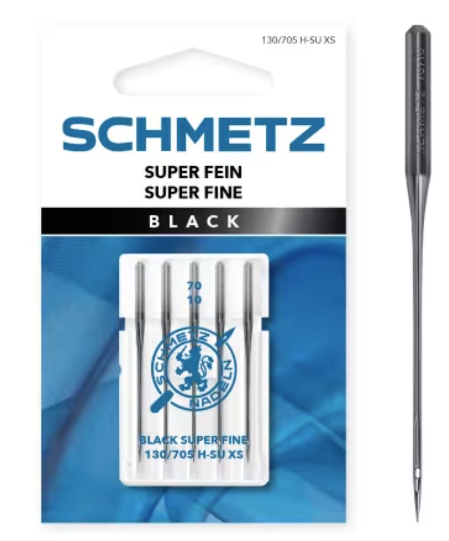 Schmetz Black Super Fine Needle Size 70/10, 5pk