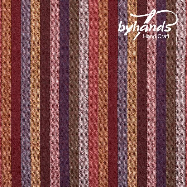 Yarn Dyed Cotton Skinny Stripe Pink and Purple Dark, ByHandsKorea