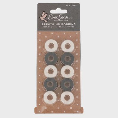 Pre-Wound Bobbins, Black and White, Eversewn