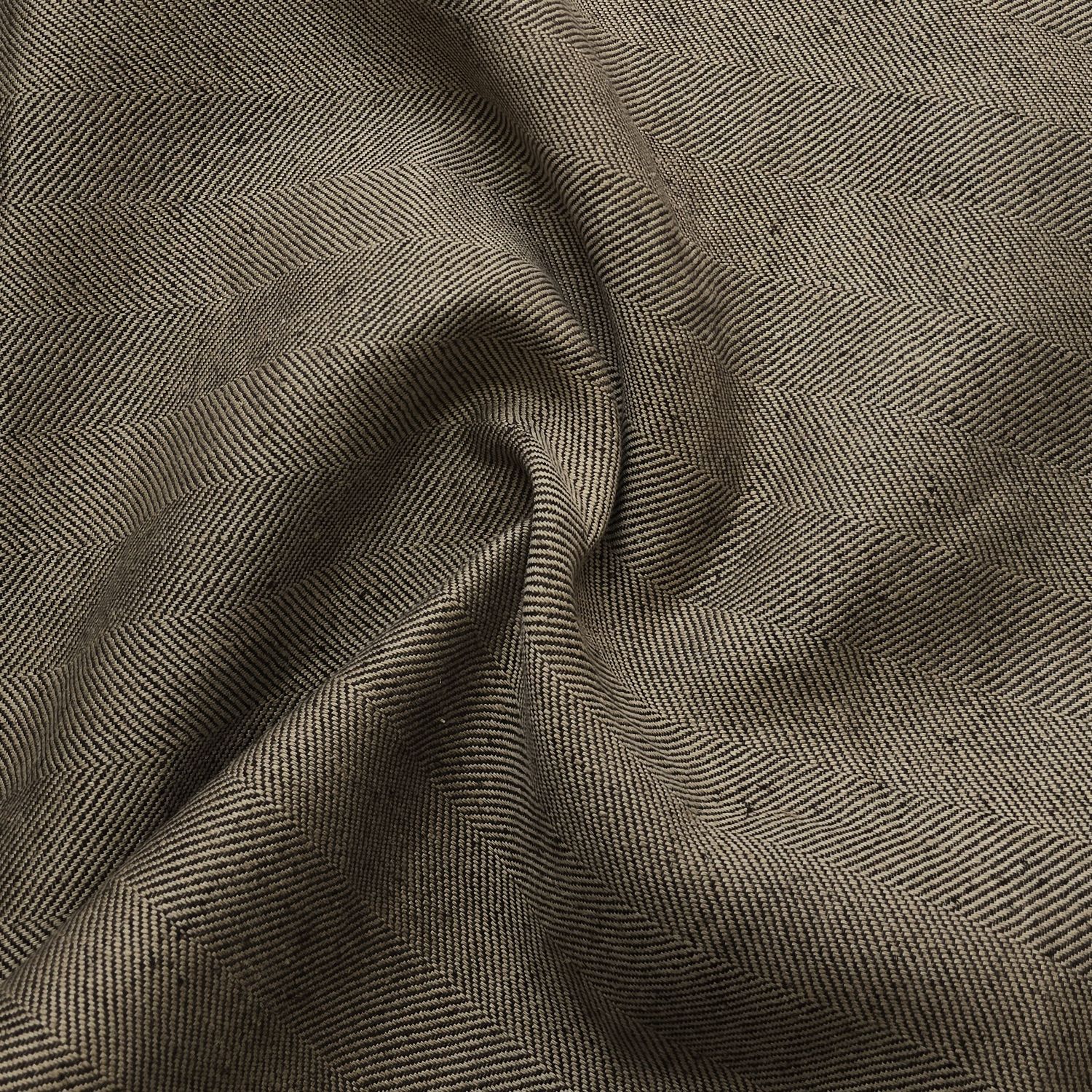 Linen Herringbone tan/black heavy-weight deadstock