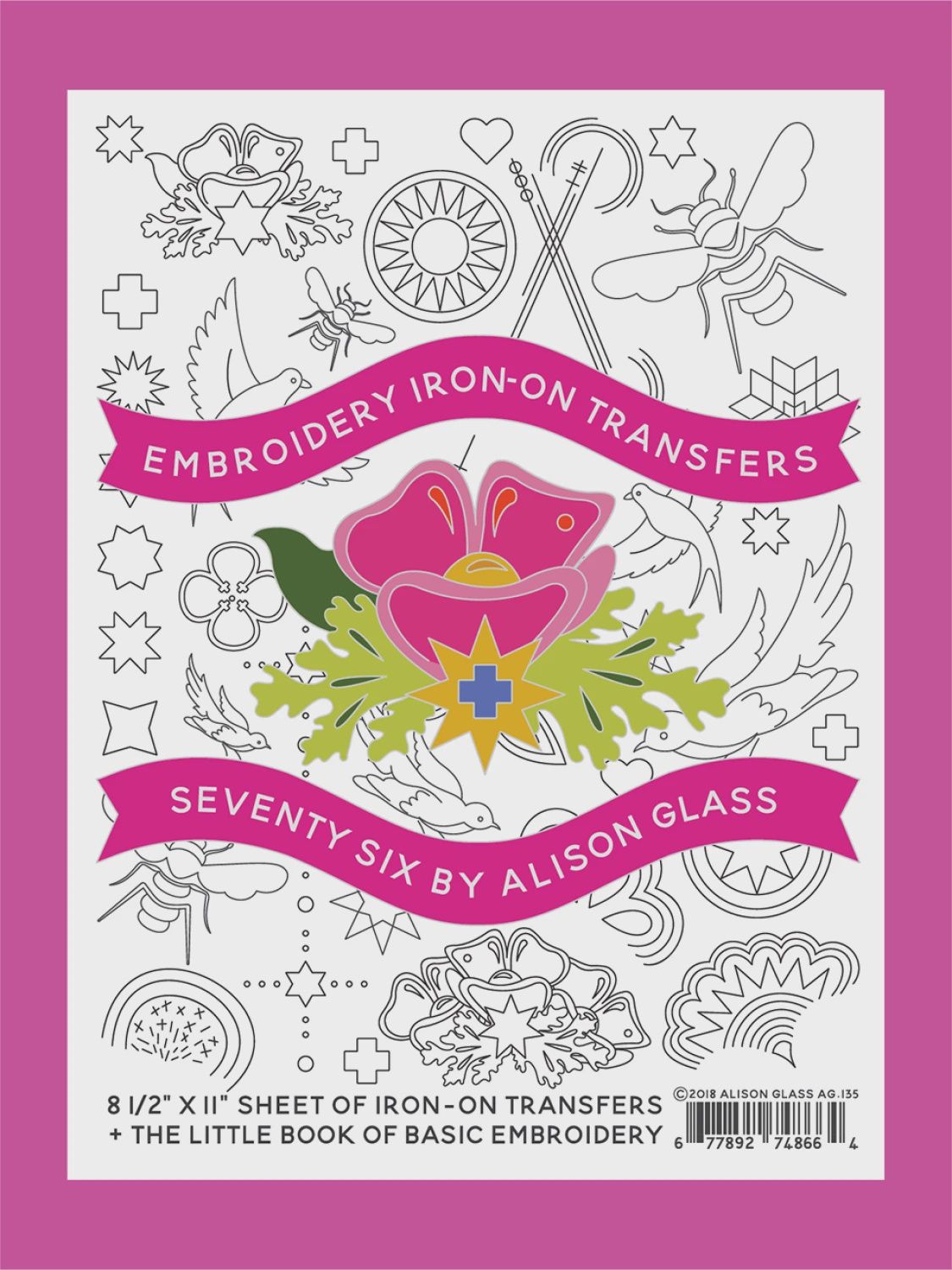 Alison Glass Embroidery Iron-On Transfers, Design: Seventy Six